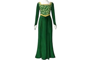 Nahzsai Fiona Costume Dress Princess Fiona Cosplay Maxi Dress Fancy Green Velvet Halloween Gown for Women