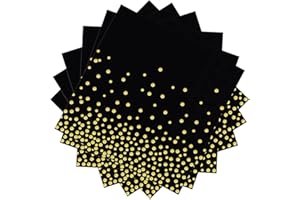 ZVK Serviettes jetables, Paillettes dorées Serviette de table, Noir Serviette en papier, 33x33cm 80 pièces Serviettes de fête, Serviettes de cocktail Boissons serviettes Décorations de fête