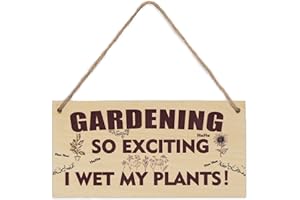DECOGIFTS Garden Gifts For Men Women Funny Gardening So Exciting I Wet My Plants Gardeners Novelty Present Xmas Garden Plaque Unusual Plant Gift For Women Men Naughty For Grandad Birthday Gifts