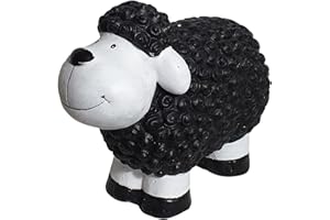 Bambelaa! Statuetta da giardino a forma di pecora, grande, per interni ed esterni, ca. 31 x 13 x 23 cm Nero Bianco, Nero , m