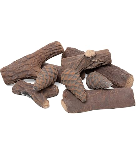 Set 9 Pezzi Legna Decorativa In Ceramica Effetto Legno - Per Camini A Bioetanolo O Gas, Resistente Al Calore
