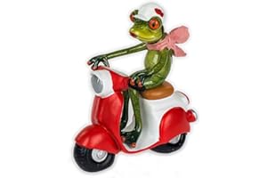 formano Zabawna figurka żaba na skuterze srebrna poli 16 cm