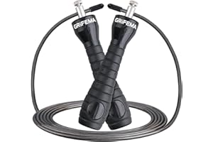 GRIFEMA GA5005 Regulowana skakanka, profesjonalna skakanka do crossfitu, z antypoślizgową rączką, dla mężczyzn, kobiet i dzieci, 2,8 metra, czarna