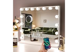 ‎HANSONG Hansong Hollywood Mirror with Lighting, Make Up Mirror with Lighting and USB Output Illuminated Makeup Mirror 15 LED Bulbs