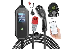 AFYEEV Cargador Coche Eléctrico 11kW, Cargador EV Tipo 2, Cargadores para Vehículos Eléctricos, Corriente Ajustable 8A-16A, CEE de 5 Pines, IEC 62196-2, IP65, 7m