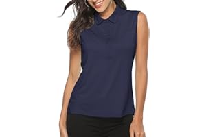 MoFiz Women's Sleeveless Tops Lady-fit Golf Polo Shirts Casual Sports Work Tennis T-Shirts