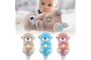 Hoomall Schlummer Otter Kuscheltier mit Herzschlag Musik Licht, Schlummerotter Spieluhr aus Plüsch, Plüschtier Einschlafhilfe für Babys, Babys Nachtlicht Projektor Babyparty Neugeborenen Geschenk