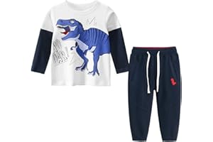 Yilaku abbigliamento per ragazzi tuta per bambini Ragazzi Felpa con stampa di dinosauri e pantaloni della tuta 2 pezzi Set 2-10 anni