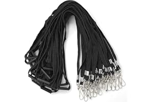 Bird Fiy Lanyards Safety Black Lanyards Neck Flat Premium Breakaway Badge Lanyard with J-Hook for ID Nametag Badge Holder (Black, 25 PCS)