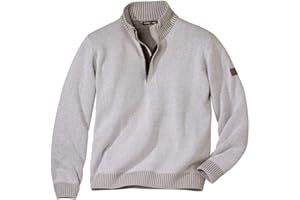 ATLAS FOR MEN - Sweter z kołnierzem Troyer - męski Troyer z zamkiem błyskawicznym - Troyer męski - sweter z dzianiny męski - dostępny w dużych rozmiarach, jasnoszary, XL