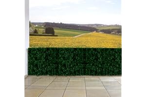 Mendler Protección visual para balcón N77, protección contra el viento, revestimiento para balcón, terraza, valla, 500 x 100 cm, hojas oscuras