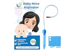 PLUSQMED Aspirator do nosa dla niemowląt, aspirator do nosa dla noworodków, aspirator do nosa, oczyszczacz nosa, łatwy do czyszczenia, z 24 filtrami higienicznymi