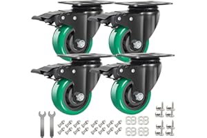 IQWTU Ruote per Carrello con Freno, 75MM Ruote per Mobili Ruote con Freni Rotelle Piatte Rotelle per Mobili, 4 Ruote Girevoli a 360°, Carico 450 kg, Cuscinetti Doppi, Tranquillo