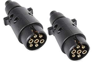 DARKGUARD 2 pedazo Enchufe 7pines Remolque 12v ISO1724,Impermeable,Zócalo Caravana 7Pines Macho, Adaptador Enchufe 7pin per Remolque,Conector 7polos 12v per Agrícola Remolque Camión Caravana (DG7PR-2)