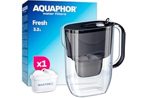 Aquaphor Fresh Caraffa Filtrante per Acqua con 1 Cartucce MAXFOR+ 200L - Nero