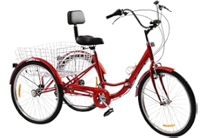 RainWeel Vélo pliable de 24 pouces, tricycle pour adulte, tricycle avec panier, vélo à 3 roues pour adultes et adultes, tricycle à 3 roues avec porte-gobelet et phare