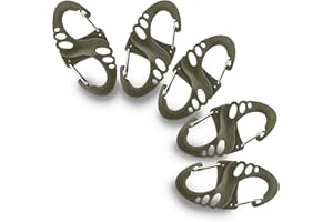 M-Tac Piccolo moschettone in plastica doppia clip Dual Mini S Hook Biners confezione da 5, verde oliva, taglia unica