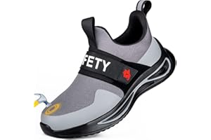 TAERGU Sicherheitsschuhe Herren Damen-S1 Arbeitsschuhe mit Stahlkappe Leicht Klettverschluss SBP Stahlkappenschuhe Safety Shoes