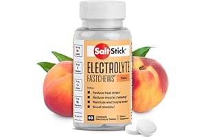 SaltStick FastChews Electrolytes - 60 Chewable Electrolyte Tablets - Salt Tablets for Running, Fast Hydration, Leg Cramps Relief, Sports Recovery - Non-GMO, Vegan, Gluten Free (Peach)