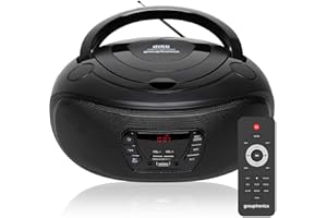 GROUPTRONICS DAB Radio With CD Player Digital Radio Mains Powered or Battery - Portable CD Player - FM Radio - Remote Control, USB & AUX IN for Smartphone & Tablet - Black GTCDR-501DAB