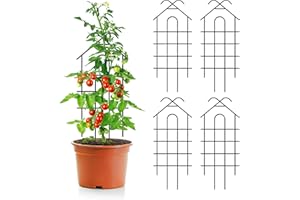 ARIFARO Traliccio da giardino in metallo da 61 cm, per piante rampicanti, per interni ed esterni, robusto traliccio per piante in vaso, piante da appartamento, rampicanti, confezione da 4, nero