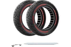OUXI 10x2.5 Neumáticos Off Road para Ninebot F20/F40/G30/mi4 ULTRA/mi4,10'' 60/70-6.5 neumáticos de goma maciza para scooters eléctricos,10x2.5'' ruedas de scooter para la parte delantera(Rojo 2pcs)