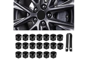Kalmaegee 20Pcs 19mm Wheel Nut Covers Universal Glossy Black Car Wheel Lug Nut Covers Wheel Bolt Covers Caps with Removal Tool