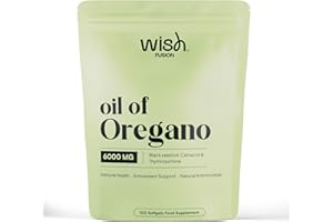 Wish Fusion Oil of Oregano 6000mg, High Potency 20:1 Extract with Black Seed Oil for Immune, Bone Health & Antioxidant Support, Easy to Swallow 100 Softgels