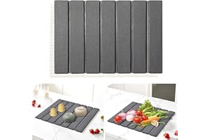 OSTYEL Alfombrilla Escurreplatos-Escurreplatos Diatomita Absorción Rápida y Secado Rápido Escurreplatos Piedra Diatomita y Alfombra Escurreplatos Fregadero de Cocina (Gris Oscuro, 40 x 30cm)