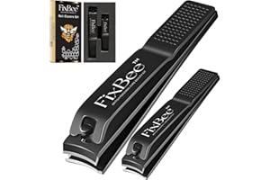 Fixbee Nail Clippers Set - Precision Toe Nail Clipper for Thick Nails, Sturdy Heavy Duty Stainless Steel Toenail Clippers, Nail Cutter for Men & Women - Fingernails & Toe Nails Cutters 2 Piece Kit