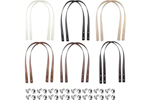 Kapokr Pack of 12 Bag Handles PU Bag Handles for Crochet Bags 60 cm Bag Handles Leather Removable Leather Straps for Bags with 48 Rivets for DIY Handbag Purses (6 Colours)