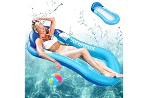 Amebleak Hamac Flottant Piscine, Hamac Gonflable Piscine, Matelas Flottant, Bouee Piscine avec Filet, Matelas Gonflable Jouets de Piscine pour Adultes Enfants Plage Extérieur Lounger