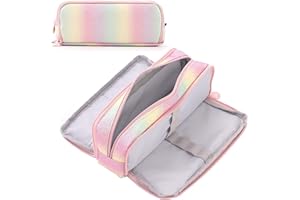 NEWUPZSI Trousse à Crayons pour Fille et garçon avec 3 Compartiments - Grande Trousse à Crayons - avec 3 Compartiments - pour Enfants - Étudiants - pour Adultes - Bureau - Cadeau de Maquillage