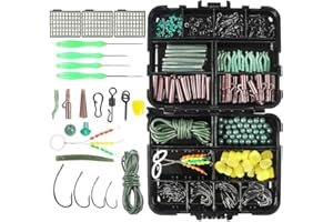 SEIWEI Juego de caja de aparejos de pesca de carpa, 275 piezas de accesorios de pesca, incluye clips líderes, cuentas, ganchos, tubos, giratorios, aparejos terminales de cebo