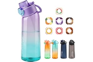 Metyniete Air Water Bottle, 900 ml Drinking Bottle with 7 Fruit Flavour Pods, BPA Free Water Bottles Flavour Pods Scented 0 Sugar Water for Home Outdoor Sports Fitness (Purple)