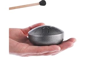 LeSage Mini Steel Drum 3inch 6 Note Buddha Stones Mini Steel Tongue Drum Sound Healing Kit Yoga Drum Musical Percussion Instruments Silver