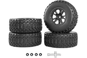 RCMOXETO 12mm Hex RC Wheels and Tires for 1/10 Scale RC Short Course Truck Tires Pre-glued with Foma Inserts for Traxxas Slash Tires Arrma Senton Tires and Wheels 4PCS Black Shape3