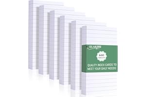 Elakiri 600 Flashcards A7 Con Rayas, Papel Grueso De 150g/M², Blanco,Las Tarjetas Estudio De 7.5 X 12.5 Cm Que Se Pueden Utilizar Para Material Oficina Y Papeleria,Material Escolar