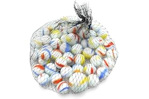 Neez Billes Enfant - Assortiment Billes en Verre, Bille, Pépites Rares de Soleil pour Décoration, Jeux de Billes Enfant - Multicolore Sac de Marblegen Bille (75 Billes Laiteuses)