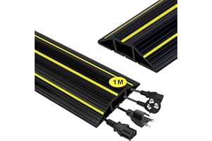 Adiwo Boden Kabelbrücke, 1 Meter Kabelkanal Mit 3 Kabelkan?le Bodenkabelschutz Boden Kabelkanal 82x17mm Breit Schwarz Kabelmatte für Büros Einzelhandelsgesch?fte Fitnessstudios Fabriken und Garagen