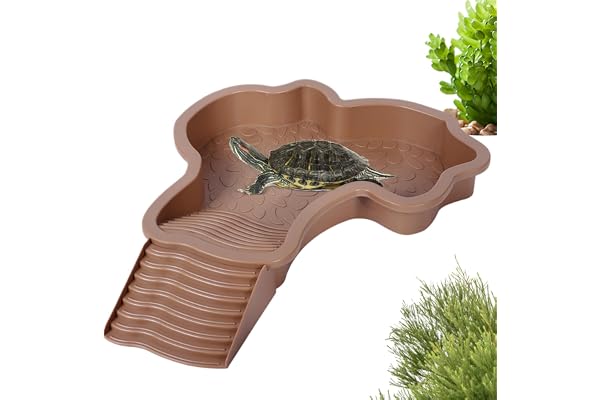 Piscine Tortue Terrestre Mangeoire, Plat d'eau Bassin pour Tortue de Piscine avec Rampe, Bol d'eau pour Reptiles avec Échelle, Bassin de Douche pour Terrasse (B)