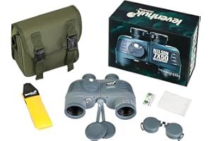 Levenhuk Nelson 7x50 Binocolo Marino Impermeabile con Reticolo, Bussola, Ottiche in Vetro con Trattamento Antiriflesso FMC e Grado di Protezione IPX7
