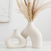 CEMABT Ceramic Vase Set of 2 for Modern Minimalist Bohemian Decor，Round Matte Donut Vases for Pampas Grass-Perfect for Living