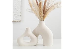 ‎CEMABT CEMABT Beige Keramikvase 2er-Set Doppelberg vasen für Moderne Boho Nordic Minimalismus-Stil Dekoration -vasen für Wohnzimmer, Hochzeit, Abendessen Tisch, Party, Büro und Schlafzimmer