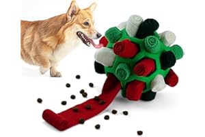 Tesytto Sniffing Ball for Dogs Interactive Dog Toy Encourage Natural Nutrition Slow Food Training Bite Resistant Puppy Play Portable Dog Intelligence Toy (Holiday Green)