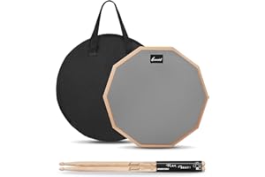 Sovvid 12 Inches Drum Pad and 5A Drum Sticks, Double Sided Snare Drum Practice Pad for Drummers, Silent Practice for Adults and Kids with Storage Bag - Gray