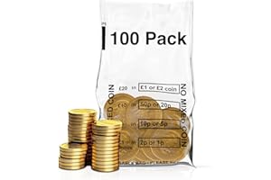 Swoosh Media Pack of 100 - Coin Bags | Money Bank Bags | Clear Plastic No Mixed Coins Bank Bags | Banking Bags | Coin Bags for Banking