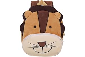 BAIGIO Zainetto per Bambini con Motivo Animaletto in Peluche, Animale Scuola Borsa,Zaino per Bambini e Bambine, età 2-4 anni (Leone-2)