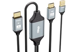 FAIRIKABE 8K HDMI auf Displayport Kabel, USB betrieben, für Xbox Series X, PS4, PS5, PS4 Pro, HDMI 2.1 Quelle auf Display Port 1.4 Adapterkabel 6,6 Fuß, Unidirektionaler HDMI-Stecker auf DP-Stecker