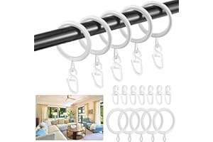 Roxanex 50 Pezzi Anelli e ganci per tende in metallo, 37mm anelli silenziosi per bastoni per tende, Bianco anelli per appendere i bastoni per tende da doccia aste per tende e tendaggi